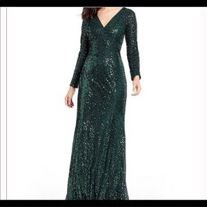 Cachet long sleeve sequin green dress size 4.